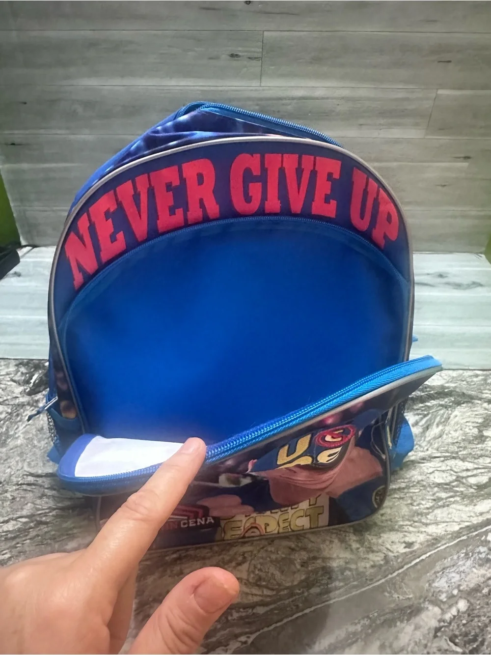 WWE John Cena Blue 'Never Give Up' Kids Backpack